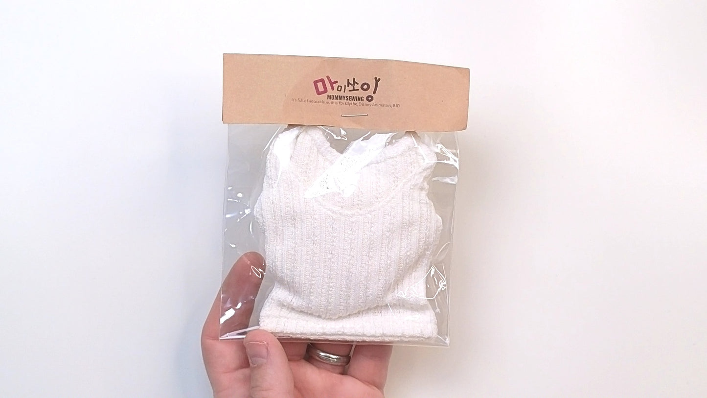 Bishop Sleeve Crop Sweater (White) by MommySewing